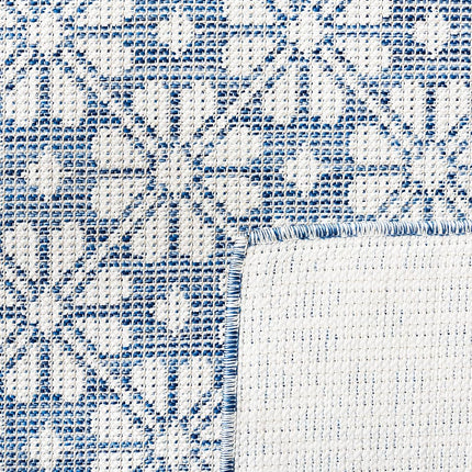 Safavieh Martha Stewart Collection by SAFAVIEH 5'1" x 7'6" Navy/Ivory MSR4491N Indoor/Outdoor Waterproof Washable Mudroom Backyard Patio Area Rug