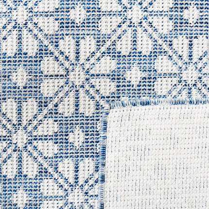 Safavieh Martha Stewart Collection by SAFAVIEH 5'1" x 7'6" Navy/Ivory MSR4491N Indoor/Outdoor Waterproof Washable Mudroom Backyard Patio Area Rug