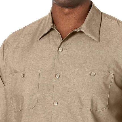 Red Kap Men's Industrial Work Shirt, Regular Fit, Long Sleeve Utility Button, Khaki, S