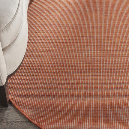Nourison Positano Indoor/Outdoor Terracotta 8' x Round Area Rug, Easy Cleaning, Non Shedding, Bed Room, Living Room, Dining Room, Backyard, Deck, Patio (8 Round)