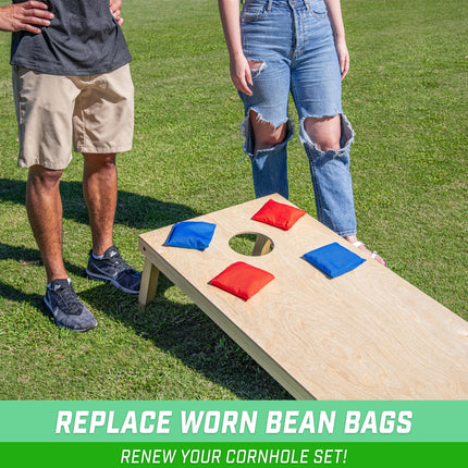 GoSports Set de 8 Sacos de Frijoles Oficiales para Cornhole - para Todo Clima - Rojo y Azul Clásico