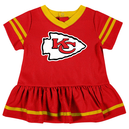 Vestido con camiseta de los Kansas City Chiefs de la NFL de Gerber y cubrepañal, rojo/amarillo Kansas City Chiefs, 0-3 meses