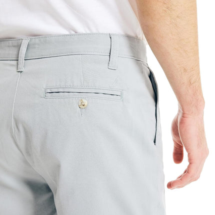 Nautica Men's Classic Fit Flat Front Stretch Solid Chino Deck Short Casual, True Quarry, 33