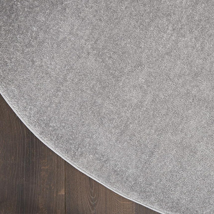 Nourison Essentials Indoor/Outdoor Silver Grey 6' x Round Area Rug, Easy Cleaning, Non Shedding, Bed Room, Living Room, Dining Room, Backyard, Deck, Patio (6 Round)