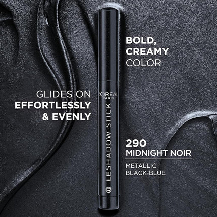L'Oreal Paris Makeup Le Shadow Stick Eyeshadow, Blendable, Smudge-Resistant, Smokey Cream Eyeshadow, 290 Midnight Noir