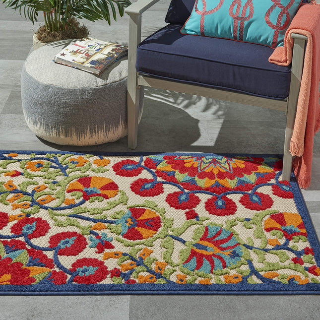 Nourison Aloha Indoor/Outdoor Red/Multi 2'8" x 4' 