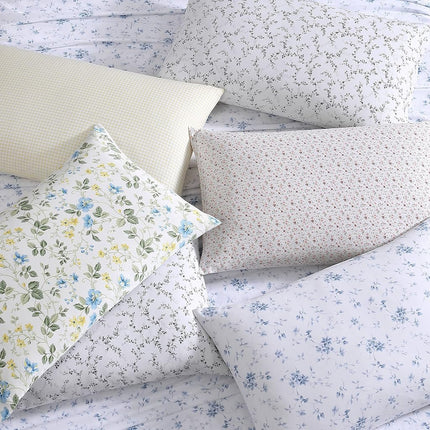 Laura Ashley Home - Queen Sheets, Soft Sateen Cotton Bedding Set - Sleek, Smooth, & Breathable Home Decor (Garden Muse Blue, 4 pieces, Queen)