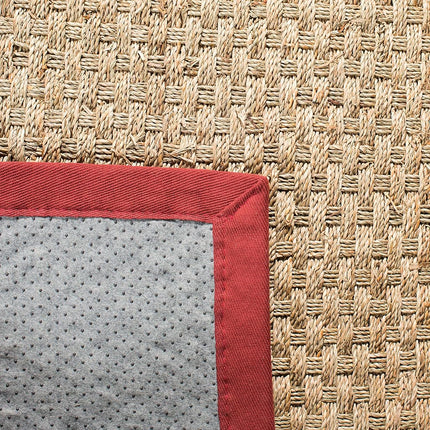 Safavieh Natural Fiber Rug for Living Room, Dining Room, Bedroom - Natural Fiber Collection, Short Pile, in Burgundy Red, 76 x 183 cm
