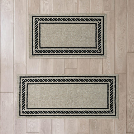 Nautica – Runner Rug 2 Piece Set | Indoor Runners for Hallways and Entry Rugs| Non-Skid Entry and Kitchen Door Mat| Machine Washable Carpet Rugs | 2'2" x 3'9" and 2'2" x 5' | Rope Border Natural Twist