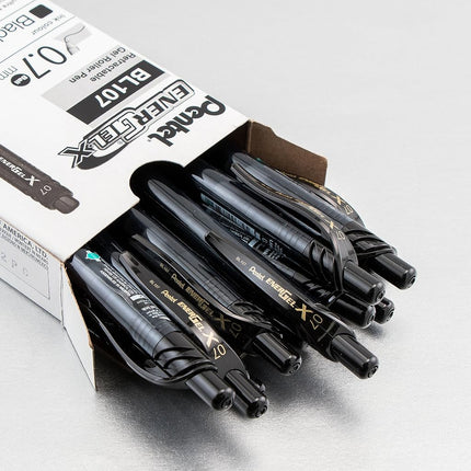 Pentel EnerGel-X Retractable Pen, 0.7 mm Tip - Black, Pack of 12, BL107-A