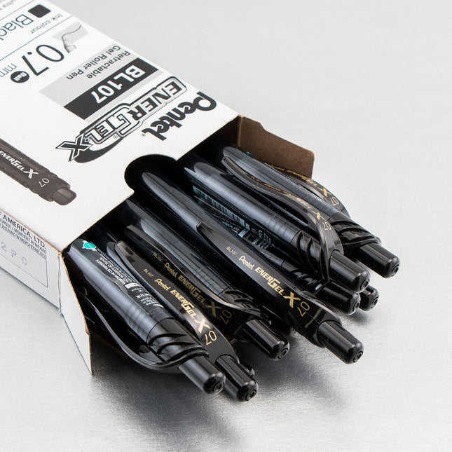 Pentel EnerGel-X Retractable Pen, 0.7 mm Tip - Black, Pack of 12, BL107-A