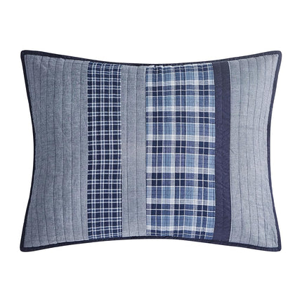 NauticaHome 210469 Adleson Couvre-lit en coton, Grand lit/Très grand lit, Bleu/Gris