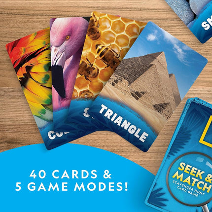 NATIONAL GEOGRAPHIC Scavenger Hunt for Kids Card Game - Seek & Match Objects from 40 Jumbo-Sized Cards, Camping Games, Kid Road Trip Activities, Car Game, Kids Outdoor Activities