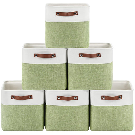 Patvingot Fabric Storage Cubes with PU Handles(Whi