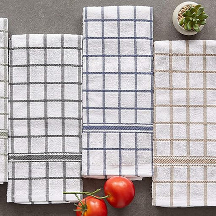 DII Basic Terry Collection Windowpane Dishtowel Set, 16x26, Mineral Gray, 4 Count