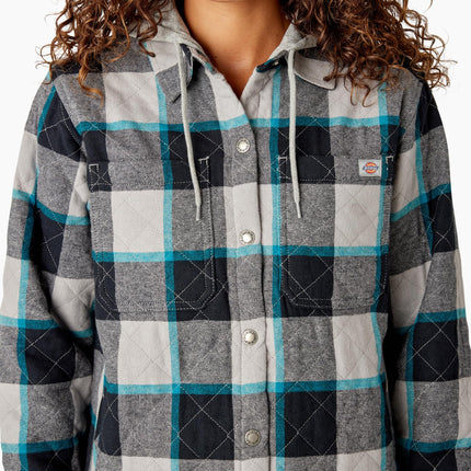 Chaqueta de camisa de franela con capucha Dickies para mujer, gris, 2X