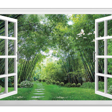 FLFK Fake Window Wall Mural - Jungle Faux Window W