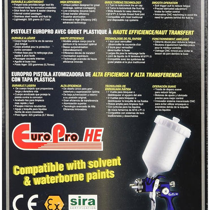 Astro EUROHE103 EuroPro High Efficiency/High Transfer Spray Gun with 1.3mm Nozzle and Plastic Cup