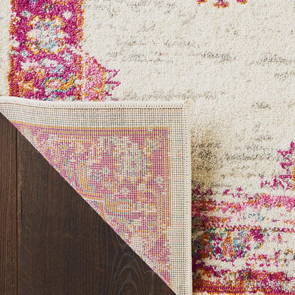 Tapis de Couloir Nourison PSN03 Passion Vintage Vieilli Ivoire/Fuchsia 66 cm x 229 cm