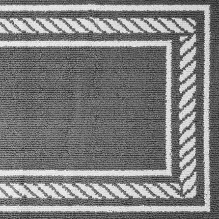 Nautica – Runner Rug | Indoor Runners for Hallways and Entry Rugs| Non-Slip and Non-Skid Entry and Kitchen Door Mat| Machine Washable Entryway Carpet Rugs | 2'2" x 3'9" | Rope Border Dark Grey