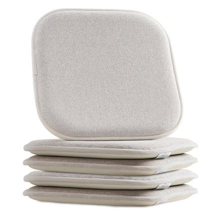 Elegant Comfort 4 Pack Chair Cushion Covers - Skid-Proof Rubber Backing - 16 x 16 Inch - Thick Dining Square Shape Seat Covers - Comfortable Textured Chair Pads with Ties - Thatch Pattern, Cream