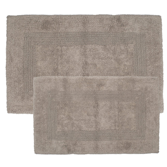 Bedford Home 100% Cotton 2 Piece Reversible Rug Set - Taupe