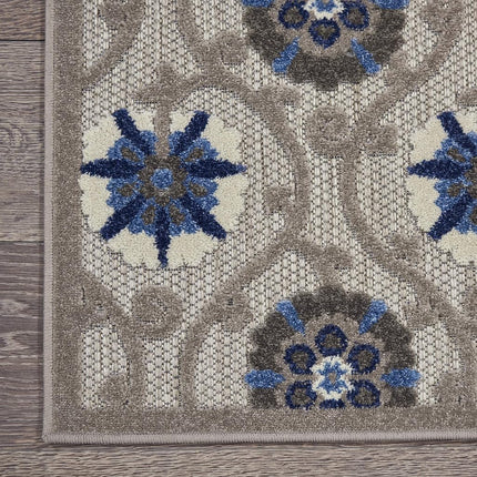 Alfombra Nourison Aloha Floral Geométrica Gris/Azul 2'3" x 12', (12' Pasillera)