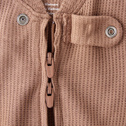 Pyjama Carter's unisexe bébé à manches longues avec fermeture éclair double sens Purelysoft, marron uni, 24 mois