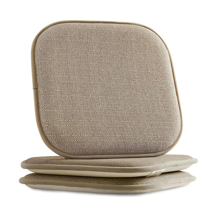 Elegant Comfort Chair Cushion Covers with Ties and Non Skid Rubber Backing-Thick Memory Foam - Soft Cushion Pad- Rounded Square Seat Cover- 16 x 16 Inches - Set of 2 Mosaic Textured Pattern, Taupe