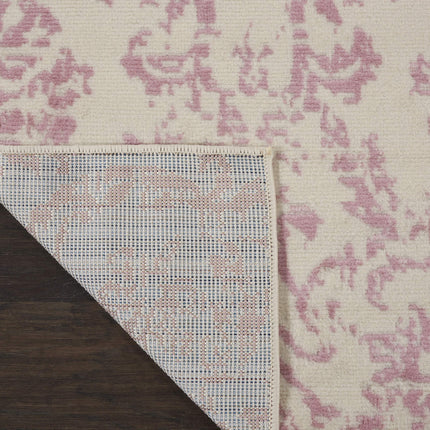 Nourison JUB09 Jubilant Vintage Damask Ivory/Pink Area Rug Runner 2'3" x 7'3", 2'x7',