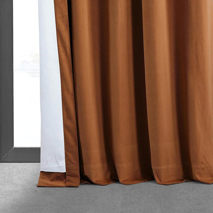 HPD Half Price Drapes Signature Velvet Thermal Blackout Curtains for Living Room 108 Inch Long (1 Panel) Rod Pocket Insulated Blackout Curtains for Bedroom Window Curtains, 50W x 108L, Burnt Pumpkin