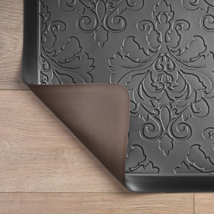 Chef Gear - Anti-Fatigue Wellness Kitchen Mat - Marni Design - Cushioned Comfort Chef Mat - Faux Leather - Cooking & Standing Relief -Skid-Resistant - Set of 2-17.5"x 60"/ 17.5"x28"- Black