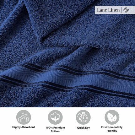 LANE LINEN 100% Cotton 4 Pack Bath Sheets Set (35"x66") - Zero Twist Cotton Extra Large Bath Towels Set - Quick Dry, Soft & Absorbent Oversized Towel Sets - Dorm Essentials for Boys - Navy Blue
