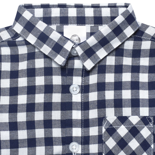 Gerber Baby and Toddler Boys Long Sleeve Button Up Plaid Shirt, Blue Plaid, 5T