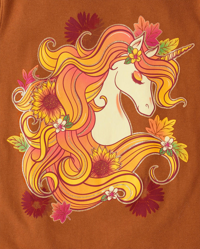 The Children's Place Girls' All Holidays Long Sleeve Graphic T-Shirts,multipacks, Thankful/Harvest Unicorn 2-Pack, Small