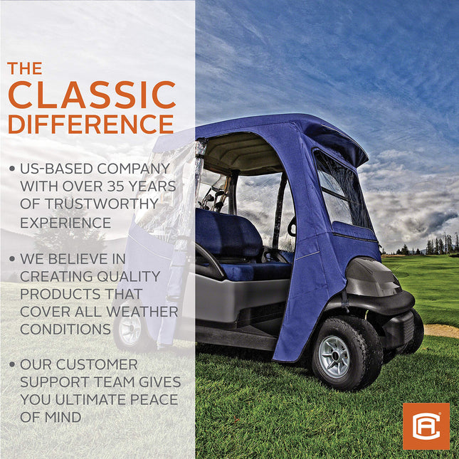 Classic Accessories Fairway Short Roof 2-Person Golf Cart Quick-Fit Cover, Light Khaki