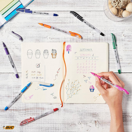 BIC Gel-ocity Gel Stic Black Gel Pens, Medium Point (0.7mm), 8-Count Pack, Smooth Writing Gel Pens With Comfortable Grip