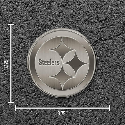 Rico Industries NFL Pittsburgh Steelers Antique Auto Emblem Antique Nickel Auto Emblem for Car/Truck/SUV