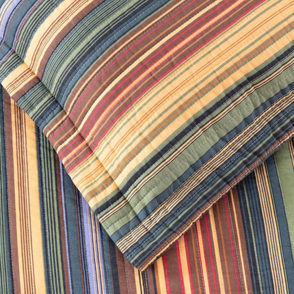 Chezmoi Collection Avery 5-Piece Multi-Color Striped 100% Washed Cotton Quilt Set, Daybed Size