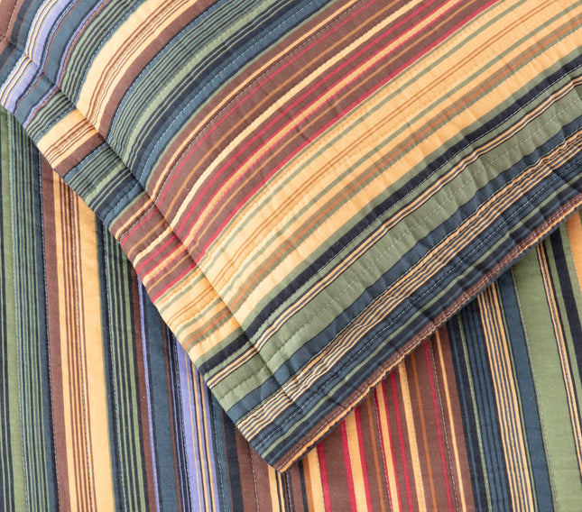 Chezmoi Collection Avery 5-Piece Multi-Color Striped 100% Washed Cotton Quilt Set, Daybed Size