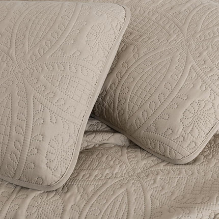 Chezmoi Collection Austin 3-Piece Bedspread Set, Microfiber, Khaki, King