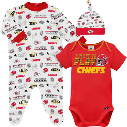 NFL 3 Piece Bodysuit, Sleep n Play and Cap Set, Bo