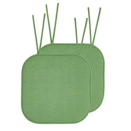 Elegant Comfort 2 Pack Chair Cushion Covers - Skid-Proof Rubber Backing - 16 x 16 Inch - Thick Dining Square Shape Seat Covers - Comfortable Textured Chair Pads with Ties - Honeycomb Pattern, Green