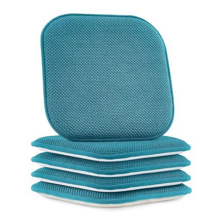 Elegant Comfort 4 Pack Chair Cushion Covers - Skid-Proof Rubber Backing - 16 x 16 Inch - Thick Dining Square Shape Seat Covers - Comfortable Textured Chair Pads with Ties - Honeycomb Pattern, Peacock