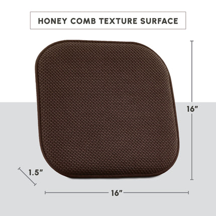 Elegant Comfort, paquete de 2 fundas para cojines de silla, reverso de goma antideslizante, 16 x 16 pulgadas, fundas gruesas para asiento de forma cuadrada para comedor, cómodas almohadillas texturizadas para silla con lazos, patrón de panal, color marrón