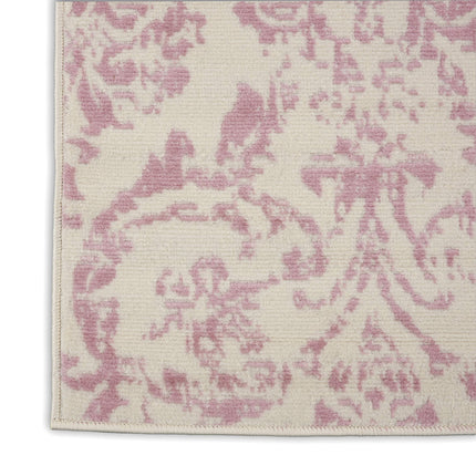 Nourison JUB09 Jubilant Vintage Damask Ivory/Pink Area Rug Runner 2'3" x 7'3", 2'x7',