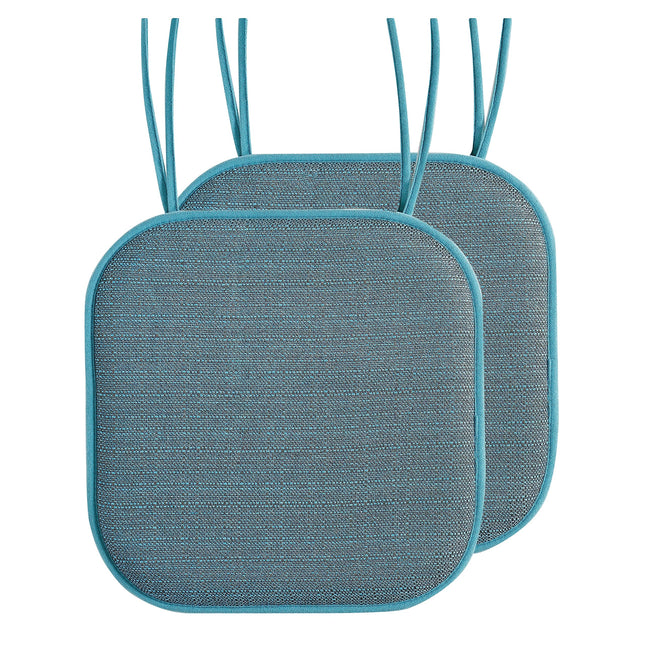 Elegant Comfort 2 Pack Chair Cushion Covers - Skid-Proof Rubber Backing - 16 x 16 Inch - Thick Dining Square Shape Seat Covers - Comfortable Textured Chair Pads with Ties - Mosaic Pattern, Aqua