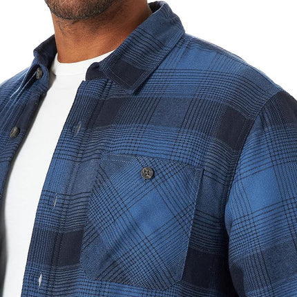 Wrangler Authentics Men's Long Sleeve Sherpa Lined Flannel Jacket Shirt, Admiral Blue, L UK