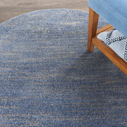 Tapis d'intérieur/extérieur Nourison Essentials rond bleu/gris de 1,20 m