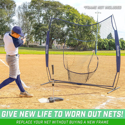 GoSports Team Tone Replacement 7 ft x 7 ft Baseball/Softball Net - Compatible with GoSports Brand 7 ft x 7 ft Baseball Net - Frame Not Included - Navy